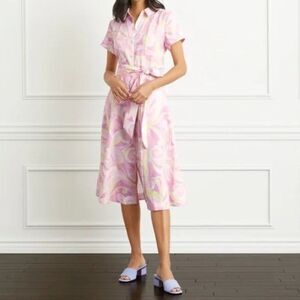 Hill House Pink and Yellow Midi Dress